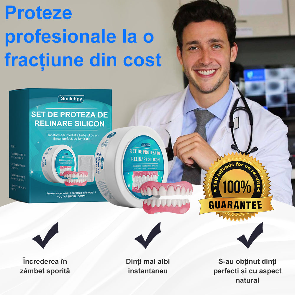 👍 [ADA Recomandările] 🌿🦷𝗦𝗺𝗶𝗹𝗲𝗵𝗽𝘆™ Set de proteze cu reline din silicon
