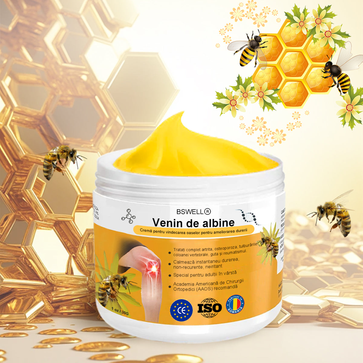 𝐁𝐒𝐖𝐄𝐋𝐋® Venin de Albine Alinarea Durerii Vindecarea Oaselor Cremă🌱𝐀𝐀𝐎𝐒 recomandă (Specializat în boli ortopedice și dureri)🌈