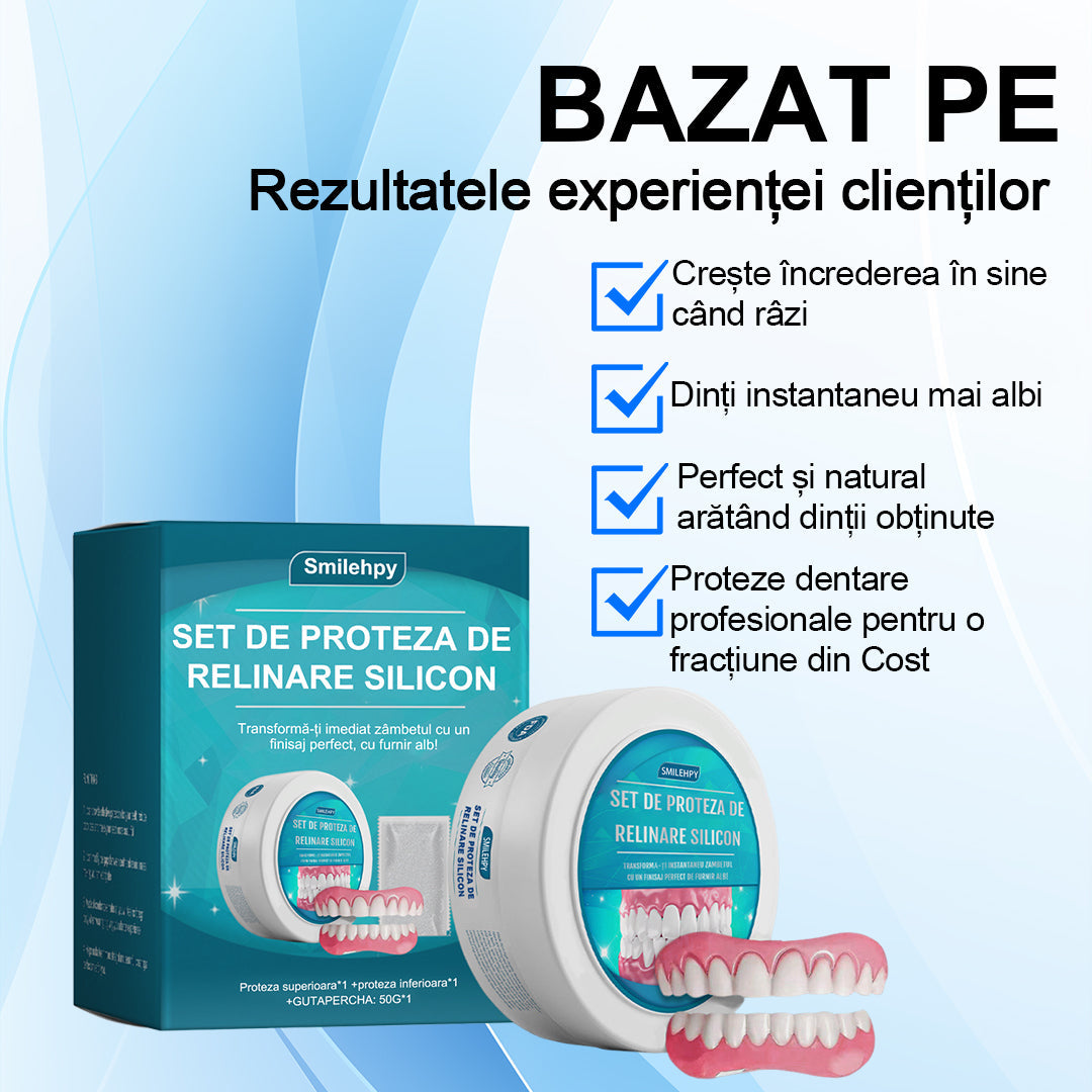 👍 [ADA Recomandările] 🌿🦷𝗦𝗺𝗶𝗹𝗲𝗵𝗽𝘆™ Set de proteze cu reline din silicon